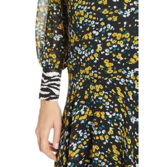 Sam Edelman Ditzy  Long Sleeve V-Neck Handkerchief Hem Midi Dress - Picture 6 of 6